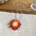 Colorful Glass Daisy Pearl Sweater Necklace For Women Summer Beach Pastoral Floral Collarbone Chain view 4