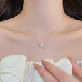 Light Luxury Copper Zircon Flower Hollow Pendant Necklace, Elegant Sweet Clavicle Choker view 1