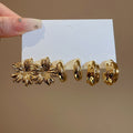 French Minimalist Metal C Shape Floral Stud Earrings For Women, Modern Elegant Flower Ear Jewelry view 4