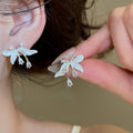 Korean Style Copper Zircon Flower Stud Earrings Sweet Light Luxury Fashion OL Jewelry view 4