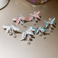 Korean Style Copper Zircon Flower Stud Earrings Sweet Light Luxury Fashion OL Jewelry view 3