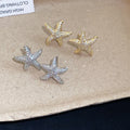 18K Gold Plated Copper Star Stud Earrings With Silver Posts Full Zircon Light Luxury Design view 4