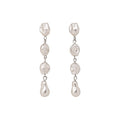 Irregular Faux Pearl Long Tassel Drop Earrings French Vintage Minimalist Geometric Silver Pin Jewelry view 5