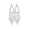 French Style Faux Crystal Tassel Long Drop Earrings, Geometric Teardrop Statement Jewelry view 5