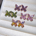 Light Luxury Copper Zircon Flower Stud Earrings With Silver Posts For Women view 3