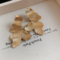 European American Style Alloy Leaf Texture Pendant Drop Earrings With Silver Pins For Women view 4