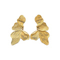 European American Style Alloy Leaf Texture Pendant Drop Earrings With Silver Pins For Women view 5