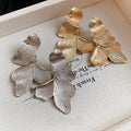 European American Style Alloy Leaf Texture Pendant Drop Earrings With Silver Pins For Women view 2