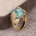 Translucent Ginkgo Leaf Faux Moonstone Ring For Women, New Chinese Style Elegant Accessory view 3