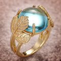Translucent Ginkgo Leaf Faux Moonstone Ring For Women, New Chinese Style Elegant Accessory view 2
