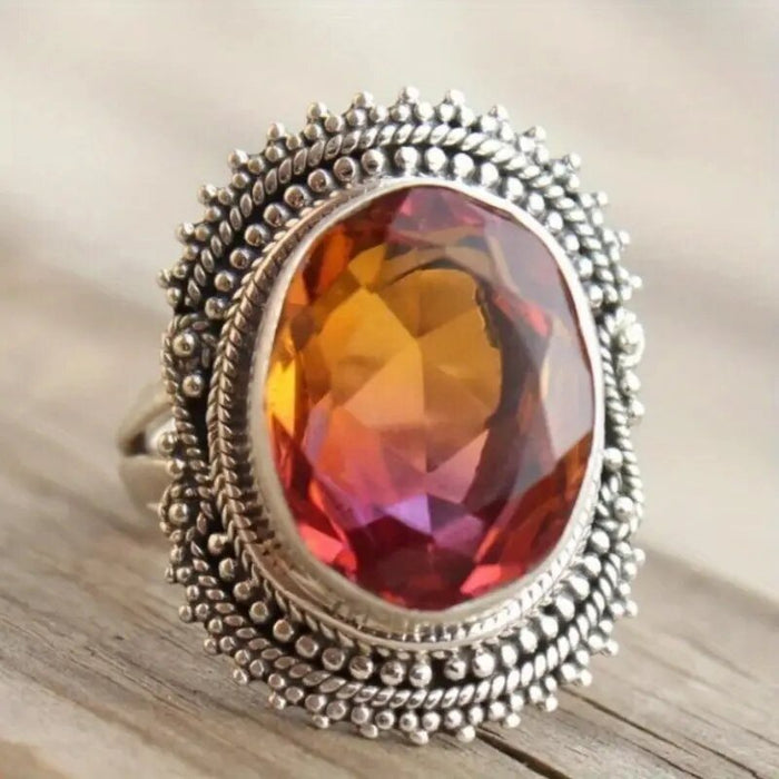 Sunset Glow Elegant Lolita Vintage Sweet European Light Luxury Ring For Women