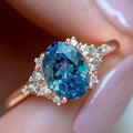 Light Luxury Ocean Style Faux Sapphire Transparent Snowflake Romantic Ring view 3