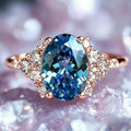 Light Luxury Ocean Style Faux Sapphire Transparent Snowflake Romantic Ring view 1