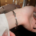 18K Gold Plated Moonstone Beaded Double-Layer Geometric Circle Bangle For Women view 3