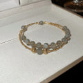 18K Gold Plated Moonstone Beaded Double-Layer Geometric Circle Bangle For Women view 4