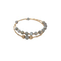 18K Gold Plated Moonstone Beaded Double-Layer Geometric Circle Bangle For Women view 5