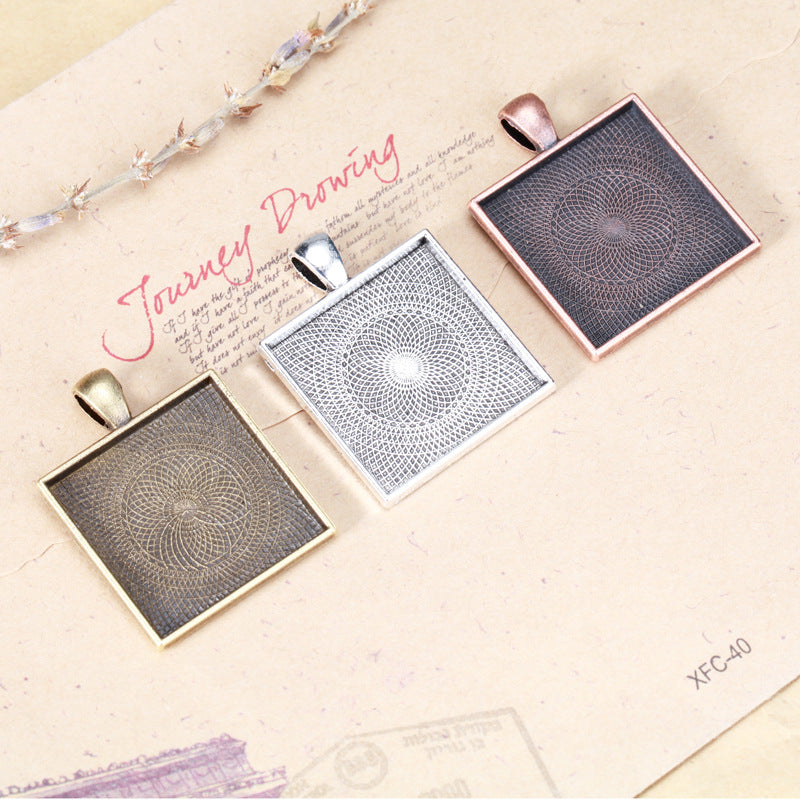 25mm Square Cabochon Tray Bezel Setting Pendant Base