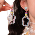 Sweet Style Colorful Resin Flower Heart Hollow Pendant Drop Earrings With Silver Pins view 5