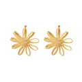 Elegant Handmade Raffia Woven Flower Drop Earrings With Alloy Gold Bead Bohemian Vacation Statement Earrings view 5