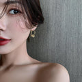 Copper Zircon Twisted Round Pendant Hoop Earrings For Women Vintage Modern Geometric Jewelry view 2