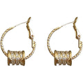 Copper Zircon Twisted Round Pendant Hoop Earrings For Women Vintage Modern Geometric Jewelry view 5