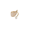 Light Luxury Copper Angel Wing Open Ring With Sparkling Zircon, Elegant Adjustable Jewelry For Women view 5