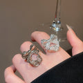 Copper Bow Hollow Open Ring For Women Korean Sweet Adjustable Index Finger Jewelry view 1
