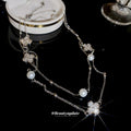 Light Luxury Alloy Rhinestone Flower Pearl Sweater Necklace For Women view 2