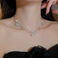 Light Luxury Alloy Rhinestone Flower Pearl Sweater Necklace For Women view 3