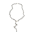 Old Money Faux Pearl Crystal Beaded Y Necklace With Geometric Tassel Pendant view 5