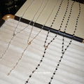 Old Money Faux Pearl Crystal Beaded Y Necklace With Geometric Tassel Pendant view 2
