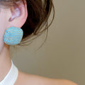 Copper Square Zircon Stud Earrings With Silver Pins, Luxury Geometric Fashion Jewelry view 3