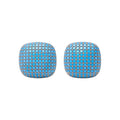 Copper Square Zircon Stud Earrings With Silver Pins, Luxury Geometric Fashion Jewelry view 5