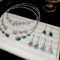 Light Luxury Alloy Teardrop Rhinestone Tassel Stud Earrings Choker Jewelry Set view 1