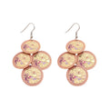 Vintage Enamel Printed Round Tassel Iron Drop Earrings With Geometric Ear Hook Design view 5