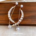 Fashion OL Faux Pearl Moon Tassel Geometric Drop Earrings For Women view 2