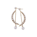 Fashion OL Faux Pearl Moon Tassel Geometric Drop Earrings For Women view 5