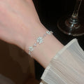Sweet Flower Zircon Enamel Copper Bracelet And Stud Earrings Jewelry Set For Women view 4