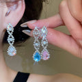 Light Luxury Copper Zircon Teardrop Lace Necklace And Stud Earrings Jewelry Set For Women view 4