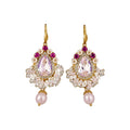 Sparkling Zircon Flower Pearl Teardrop Glass Earrings Light Luxury Princess Ethnic Ear Hooks view 5