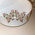 Light Luxury Copper Zircon Butterfly Stud Earrings With Silver Posts For Women view 3