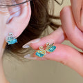 Korean Light Luxury Copper Swan Stud Earrings With Sparkling Zircon And Silver Pins view 2