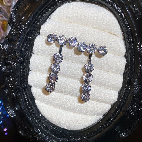 2026 Copper Round Zircon Two Way Stud Earrings With Silver Pins For Women Fashion Jewelry