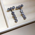 2026 Copper Round Zircon Two Way Stud Earrings With Silver Pins For Women Fashion Jewelry view 4