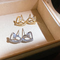 Light Luxury Copper Heart Zircon Stud Earrings With Silver Pins For Women view 2
