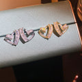 Light Luxury Copper Heart Zircon Stud Earrings With Silver Pins For Women view 4