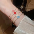 Monet Garden Sparkling Zircon Mother Of Pearl Flower Stainless Steel Beaded Bracelet view 3