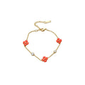 Monet Garden Sparkling Zircon Mother Of Pearl Flower Stainless Steel Beaded Bracelet view 5