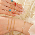 Sparkling Zircon Mother Of Pearl Flower Stainless Steel Beaded Bracelet For Elegant OL Style view 1