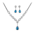 Light Luxury Copper Zircon Teardrop Necklace And Stud Earrings Jewelry Set For Women view 5